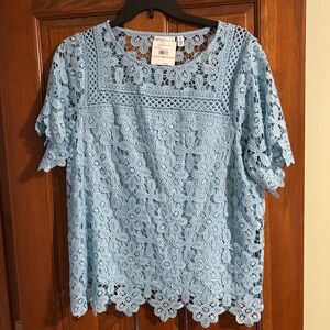 Rafaella Blue Lace Women Top